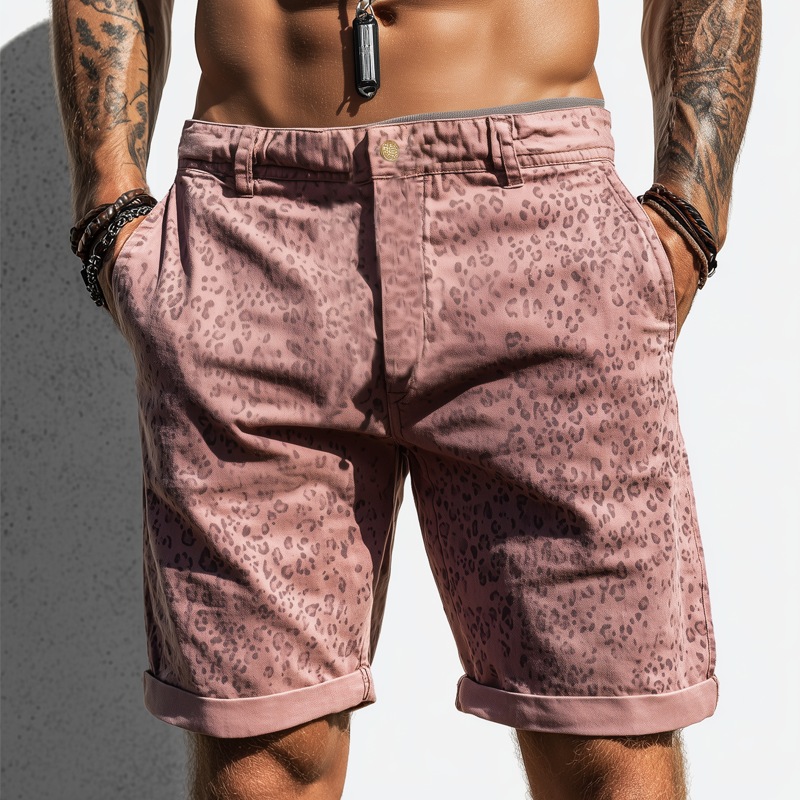 Men's Classic Leopard Print Knee-Length Shorts MTA1015G1U