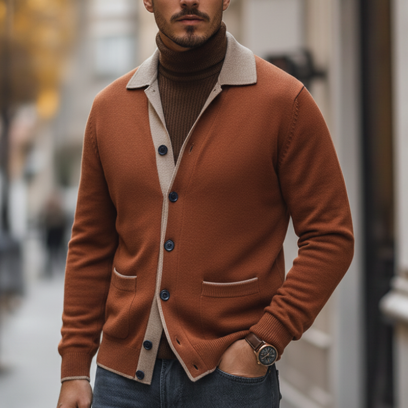 Men's Winter Retro Cotton Yarn Knitted Button Cardigan MTA1069L5P