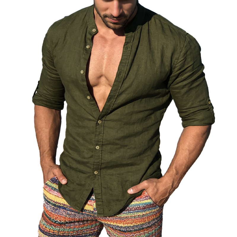 Men's Spring/Summer Fashion 100% Cotton Loose Casual Short-Sleeved Button-Down Shirt MTZ0590B3P