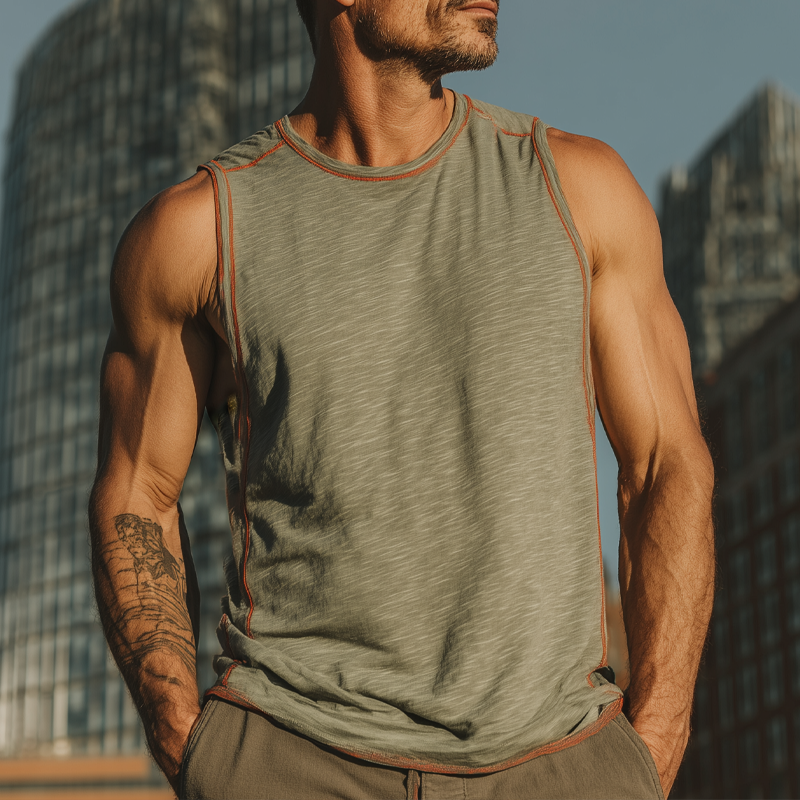 Men's Blended Round Neck Sleeveless Tank Tops MTA2699F4X
