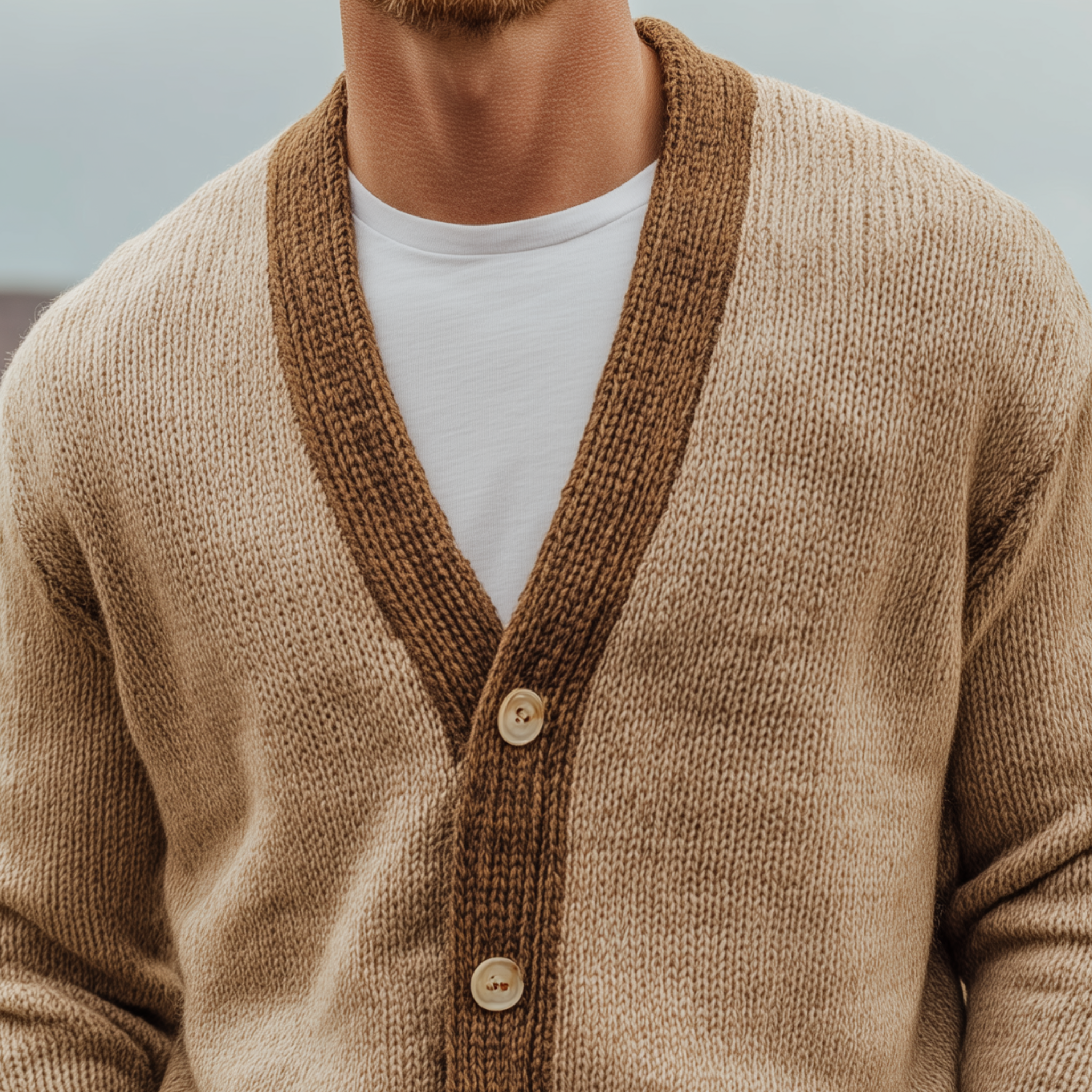 Men's Classic Casual Collar Contrast Color Knit Cardigan MTA2978H9K