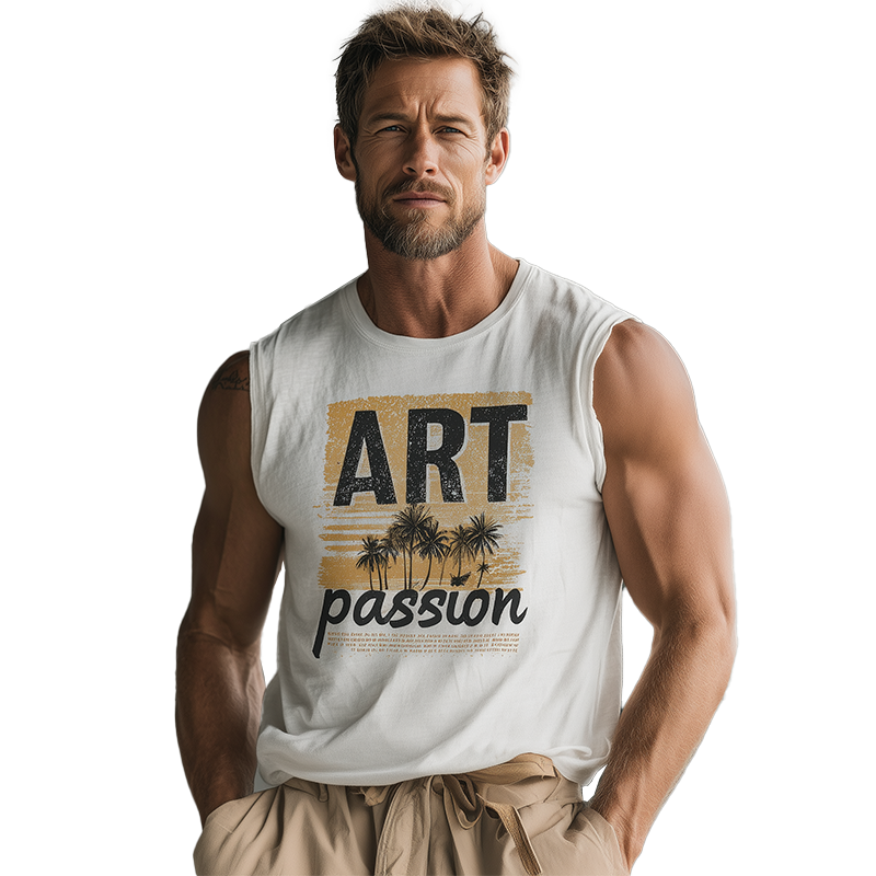 Men's Summer Fashion Printed Cotton Blended Sleeveless Tank Top MTA0519G3P
