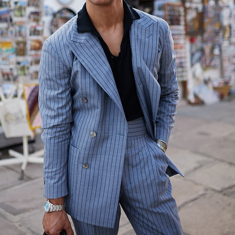 Men's Retro Casual Street Style Striped Blazer MTA1305H4TO