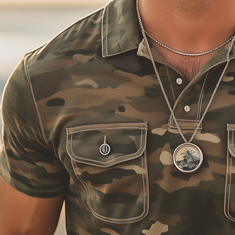 Men's Classic Camouflage Short Sleeve Polo Shirt MTA2432G8U