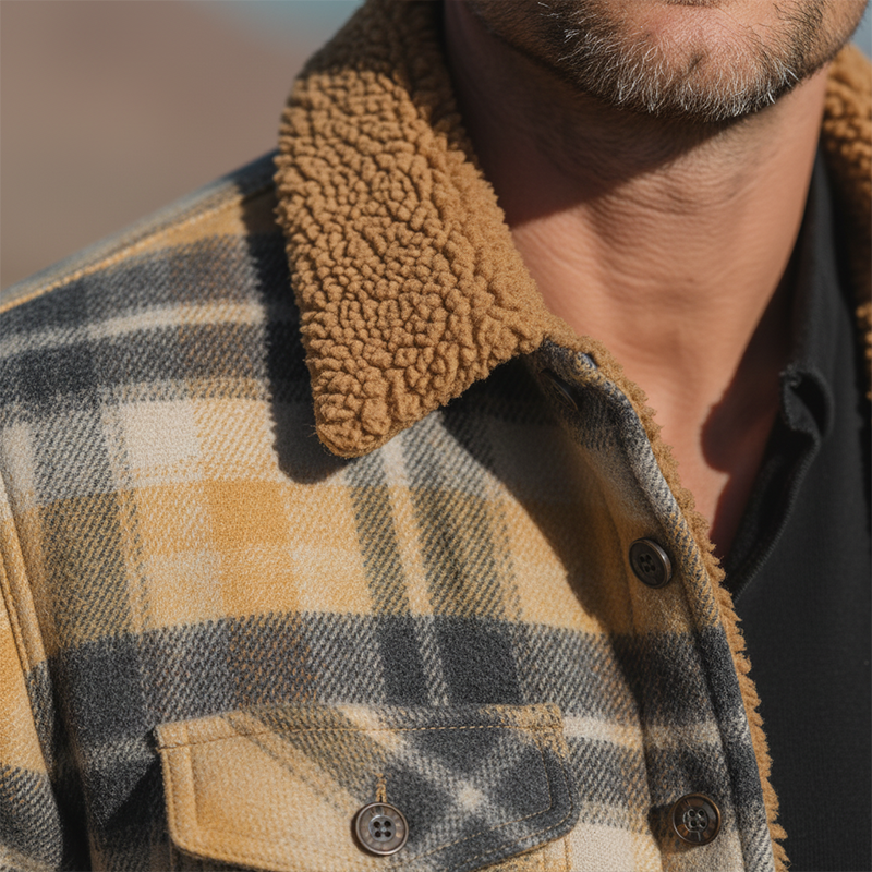 Men's Winter Fashion Plaid Polar Fleece Lined Shirt Jacket MTA2545I2P
