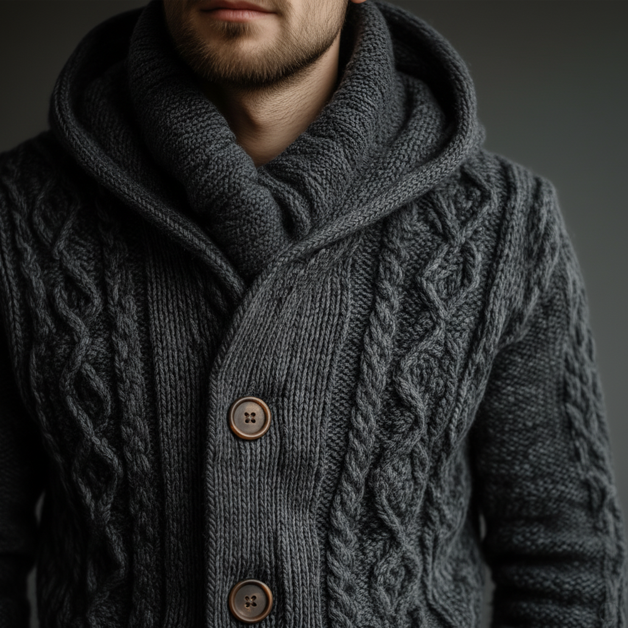Men's Classic Vintage Jacquard Hooded Knit Cardigan MTA2321I9K