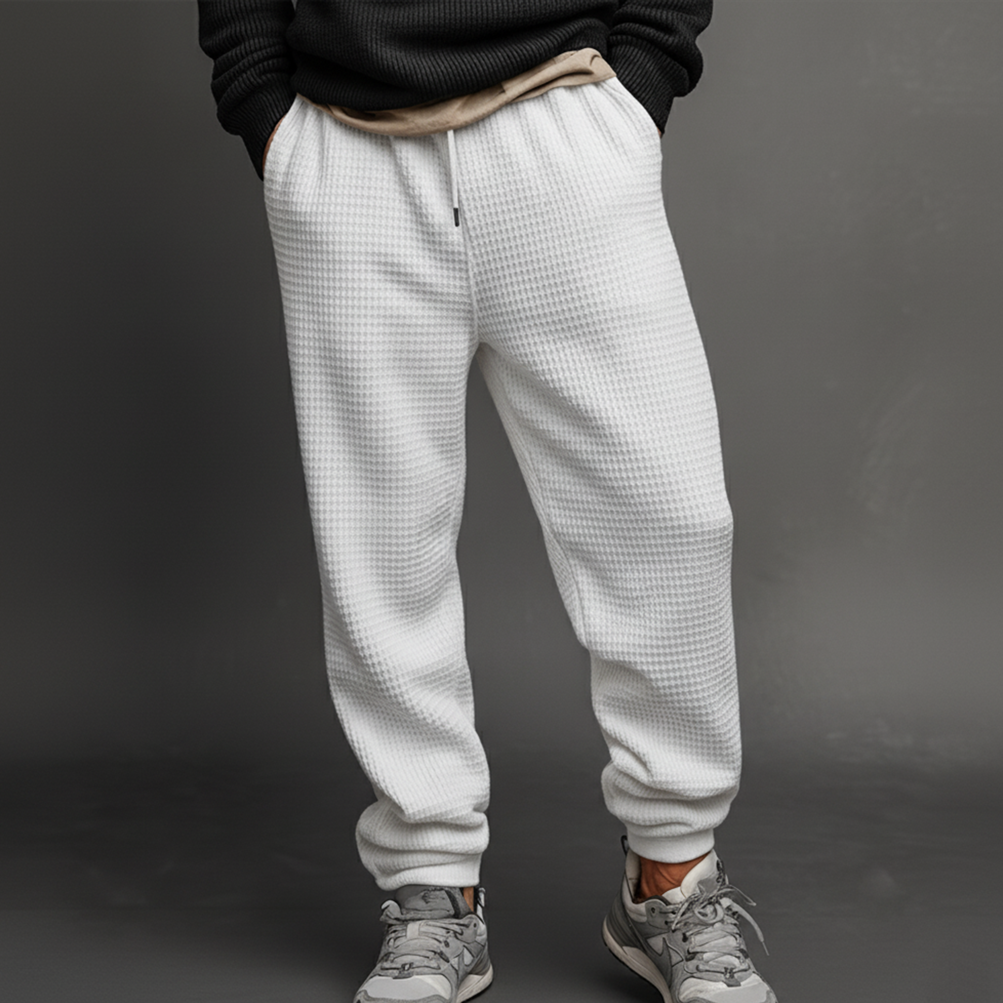 Men's Classic Casual Waffle Elastic Waist Pants MTA2499J2K