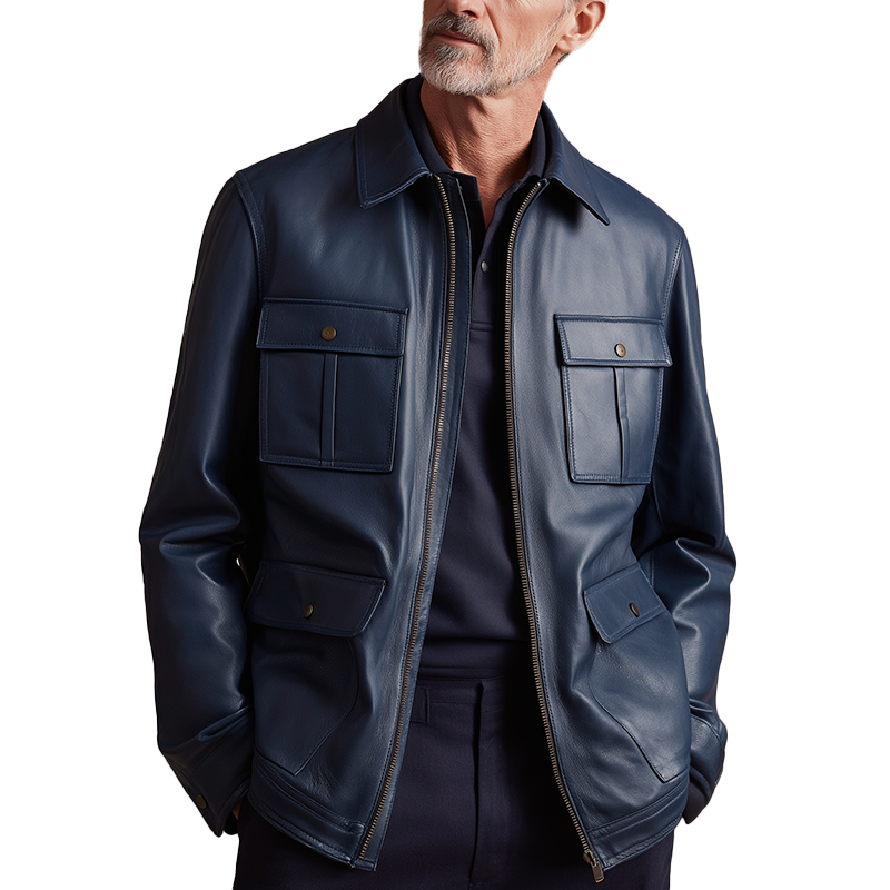 Men's Solid Color Vintage Faux Leather Jacket MTA2691H7P