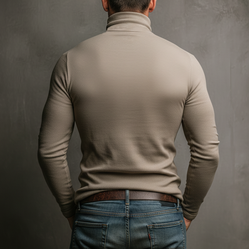 Men's Urban Solid Color Turtleneck Sculpted Fit Knit Sweater MTA1077K2U
