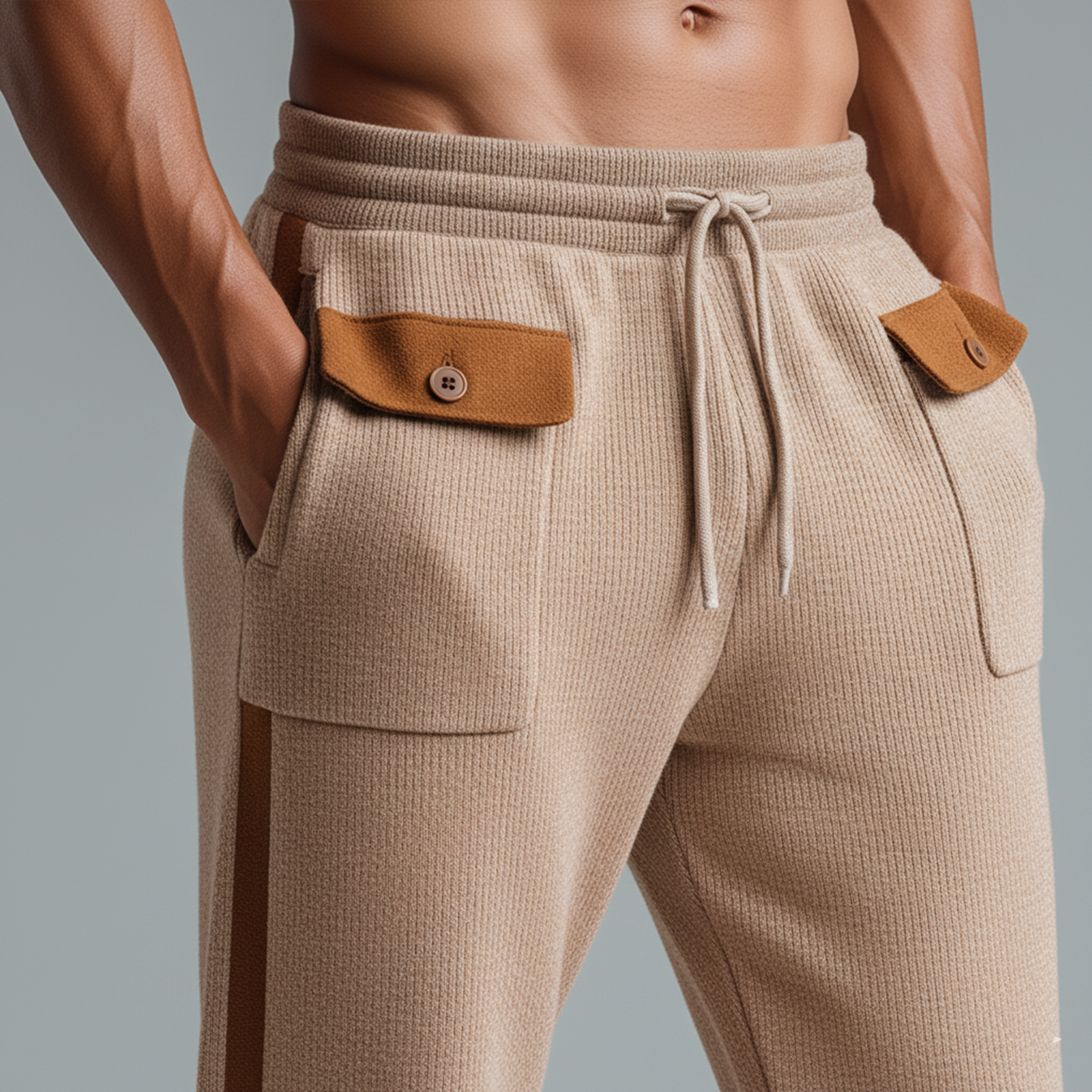 Men's Classic Casual Elastic Waist Knit Pants MTA0681K2K