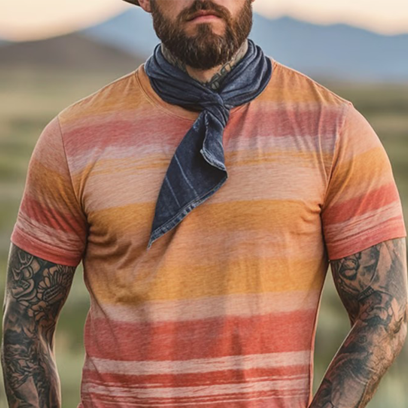 Men's Printed Round Neck Short Sleeve T-Shirt MTA2682F9X