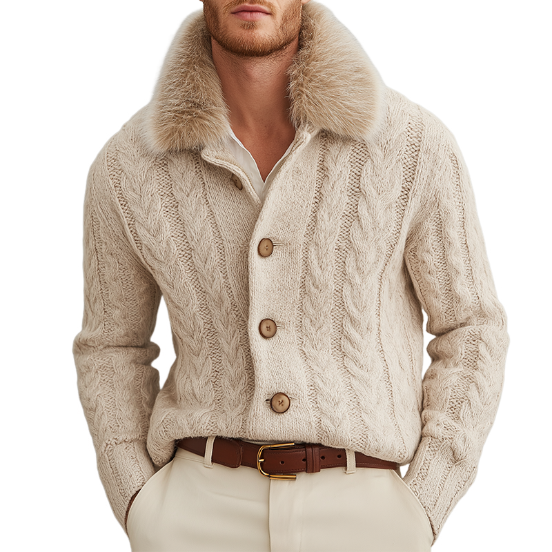 Men's Retro Casual Cable Knit Button Cardigan MTA3104J0TO