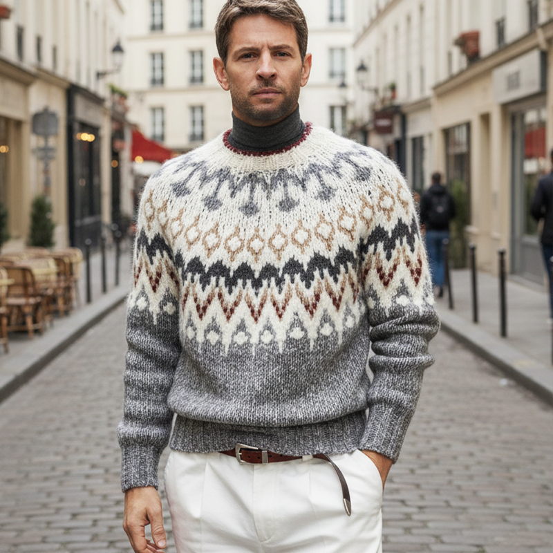 Men's Classic Crew Neck Colorblock Pullover Sweater MTA0944J2U