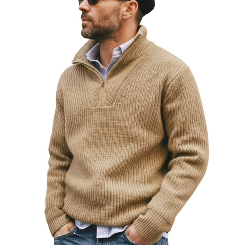 Men's Urban Zipper Stand Collar Knit Sweater MTA1751L5U