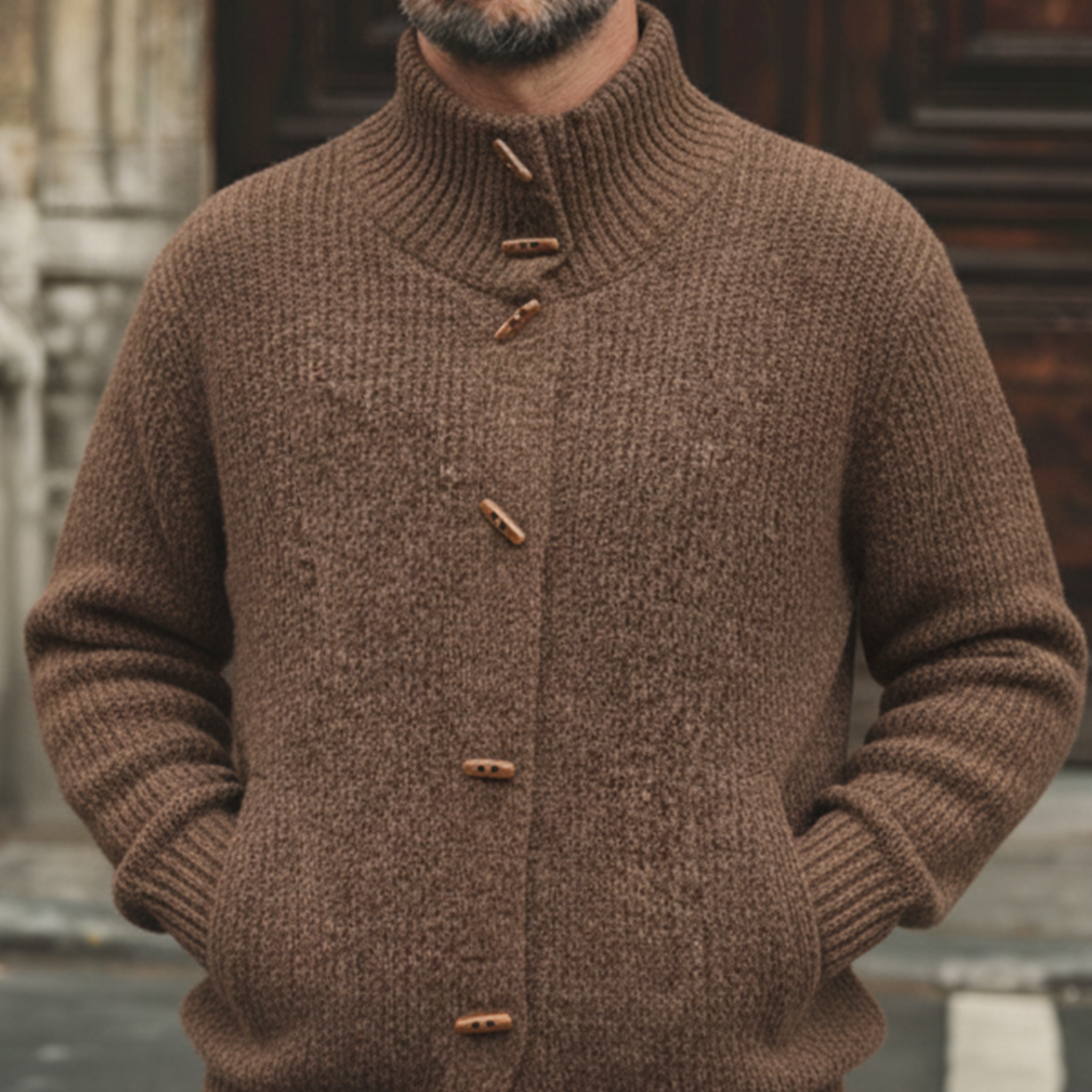 Men's Classic Retro Stand-up Collar Knitted Cardigan MTA2989K2K