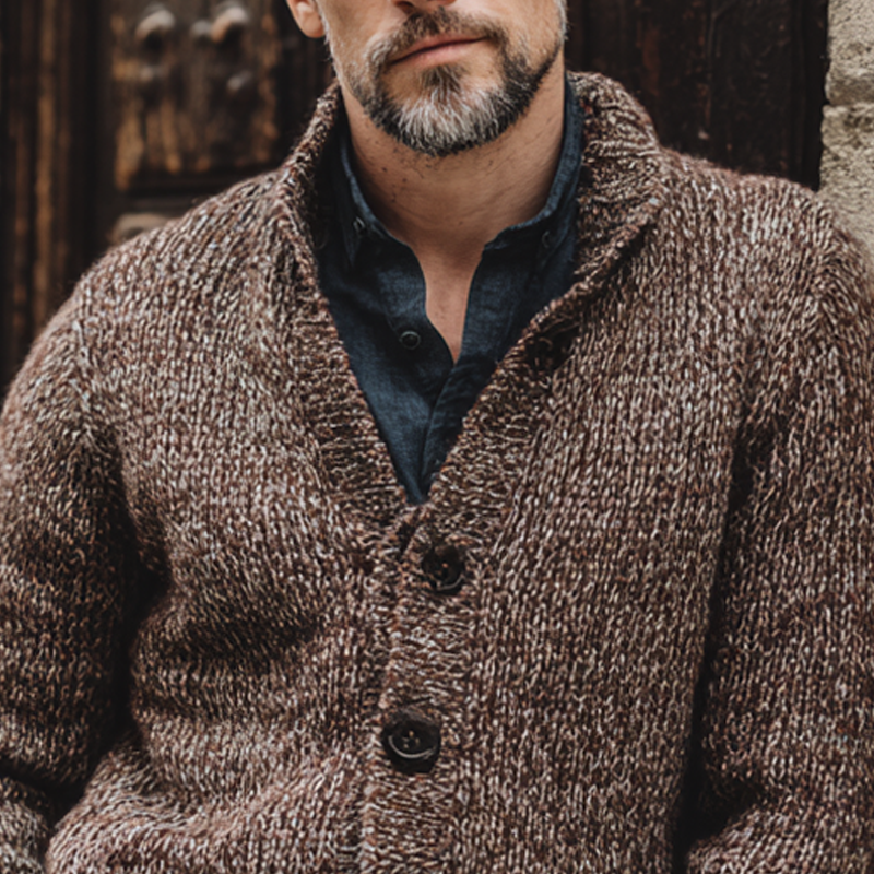 Men's Vintage Knit Single-Breasted Cardigan MTA1361H5X