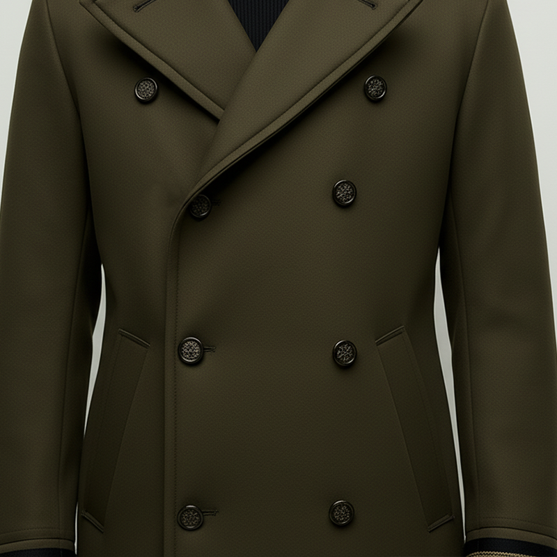 Men's Winter Fashion Double-Breasted Faux Wool Mid-Length Coat MTA1792K4P