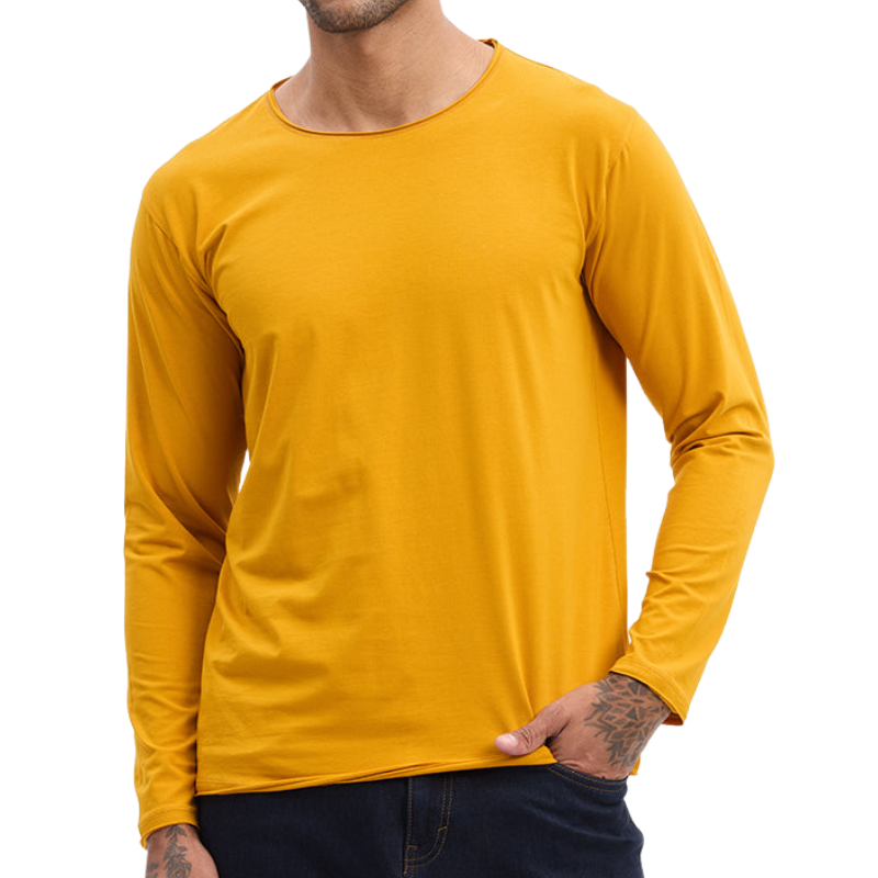 Men's Casual Solid Color Round Neck Long Sleeve T-Shirt 53595085F