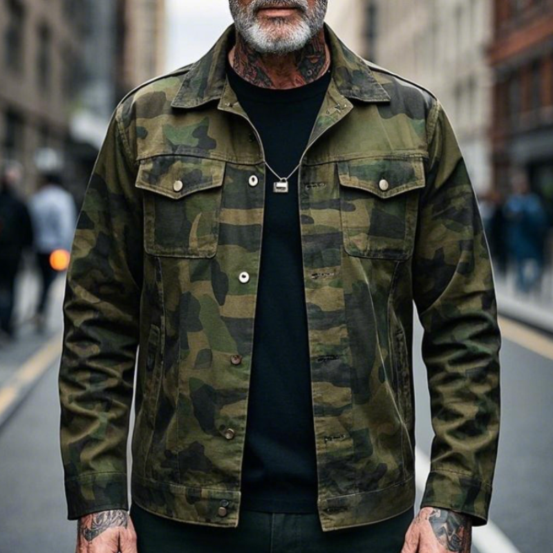 Men's Retro Casual Lapel Camouflage Jacket 88191470F