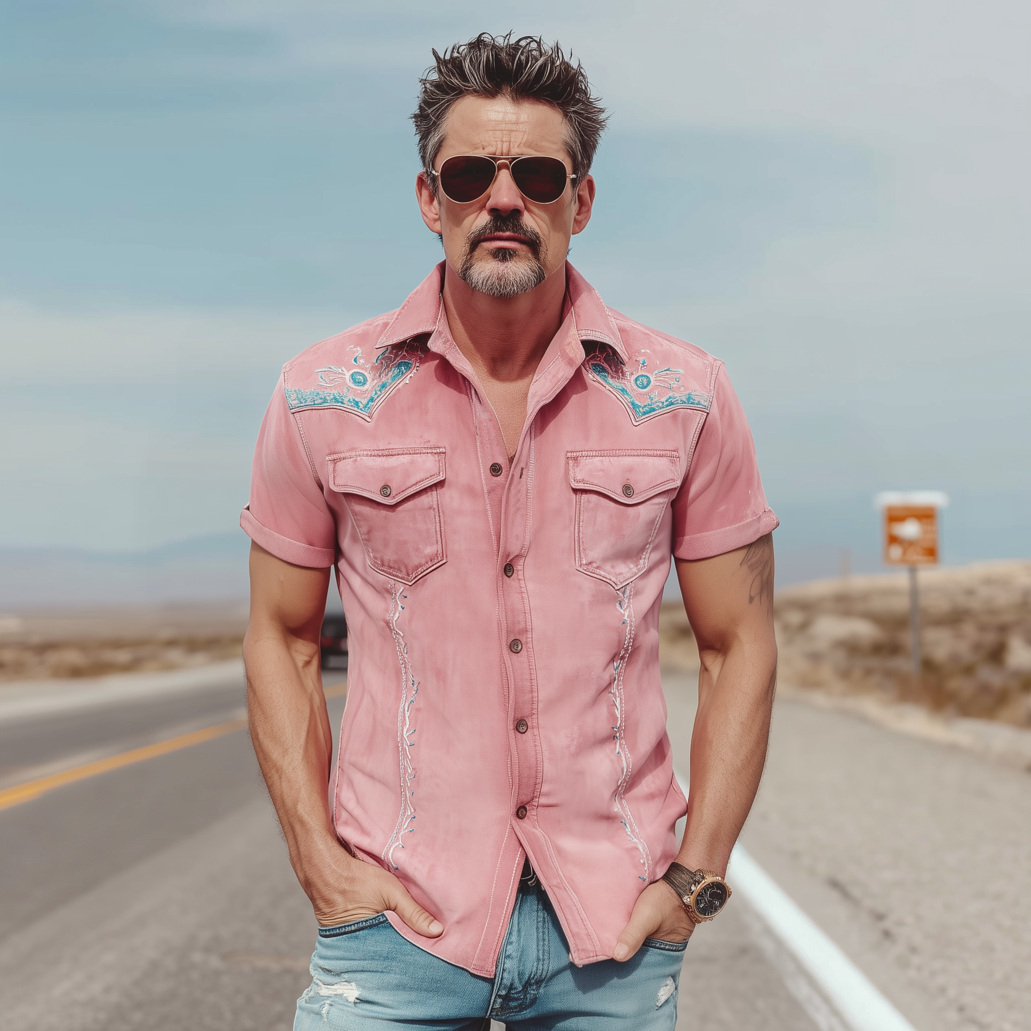 Men's Spring And Summer Fashion Casual Thin Suede Embroidered Slim Short Sleeve Shirt MTA1738G7K