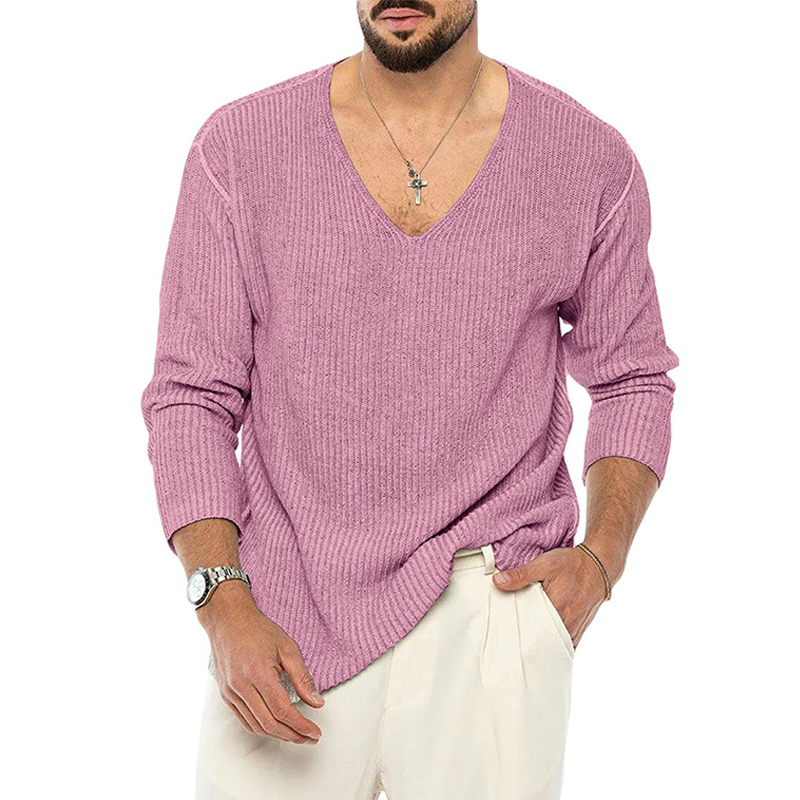 Men's Casual Deep V-neck Knitted Sweater MTA0594I6U