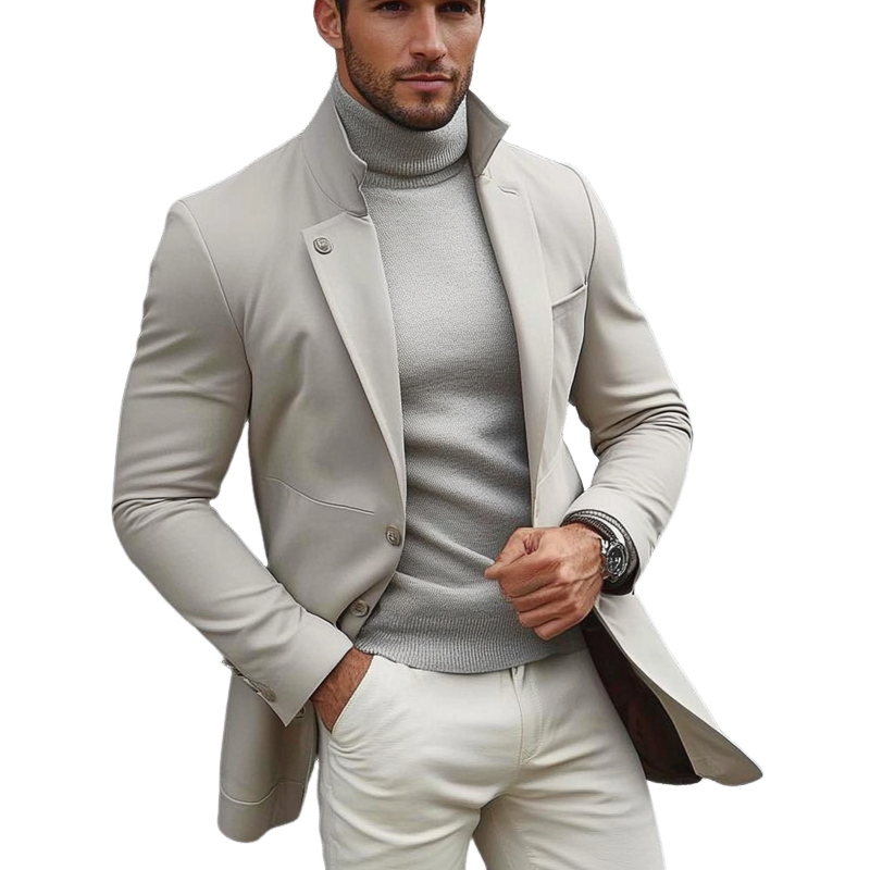 Men's Cotton Blend Lapel Mid-length Coat MTA1609H0X