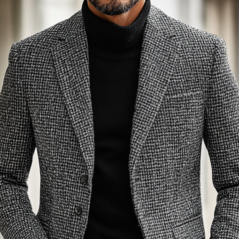 Men's Slim-fit Blended Plaid Retro Blazer MTA1505K6X