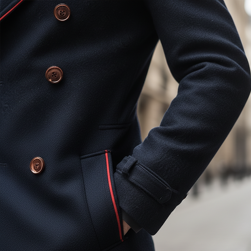 Men's Winter Fashion Color-Blocked Double-Breasted Faux Wool Jacket MTA1725K9P