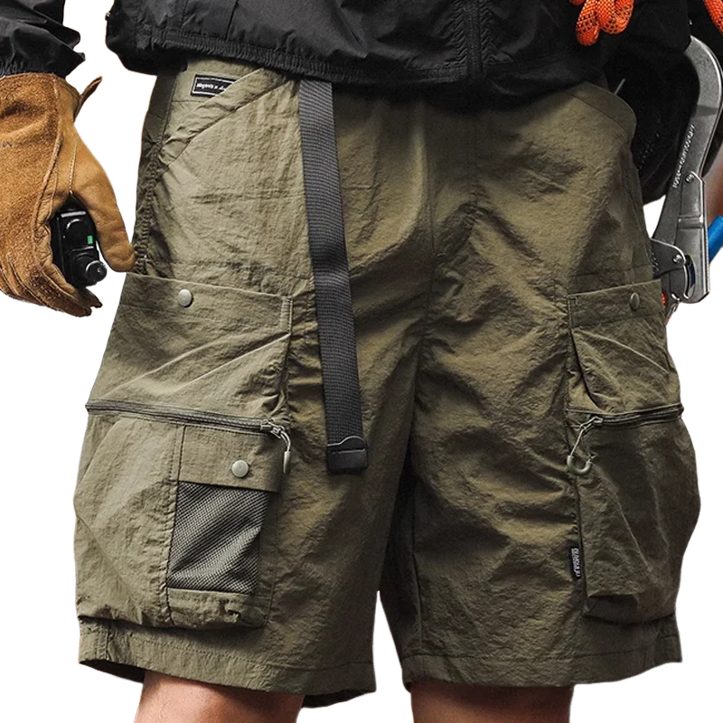 Men's Fashion Solid Multi-pocket Elastic Waist Cargo Shorts MTA1333E3Z