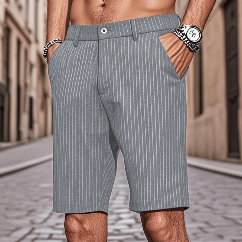 Men's Casual Cotton Blend Striped Straight Fit Suit Shorts MTA1037F2M