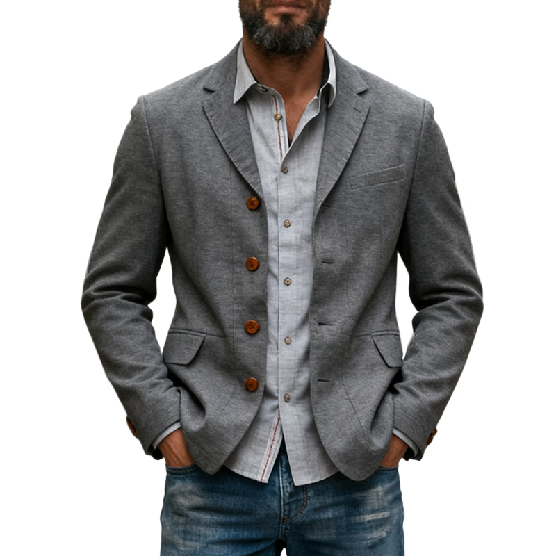 Men's Casual Cotton Blend Single-Breasted Blazer MTA2274J7X