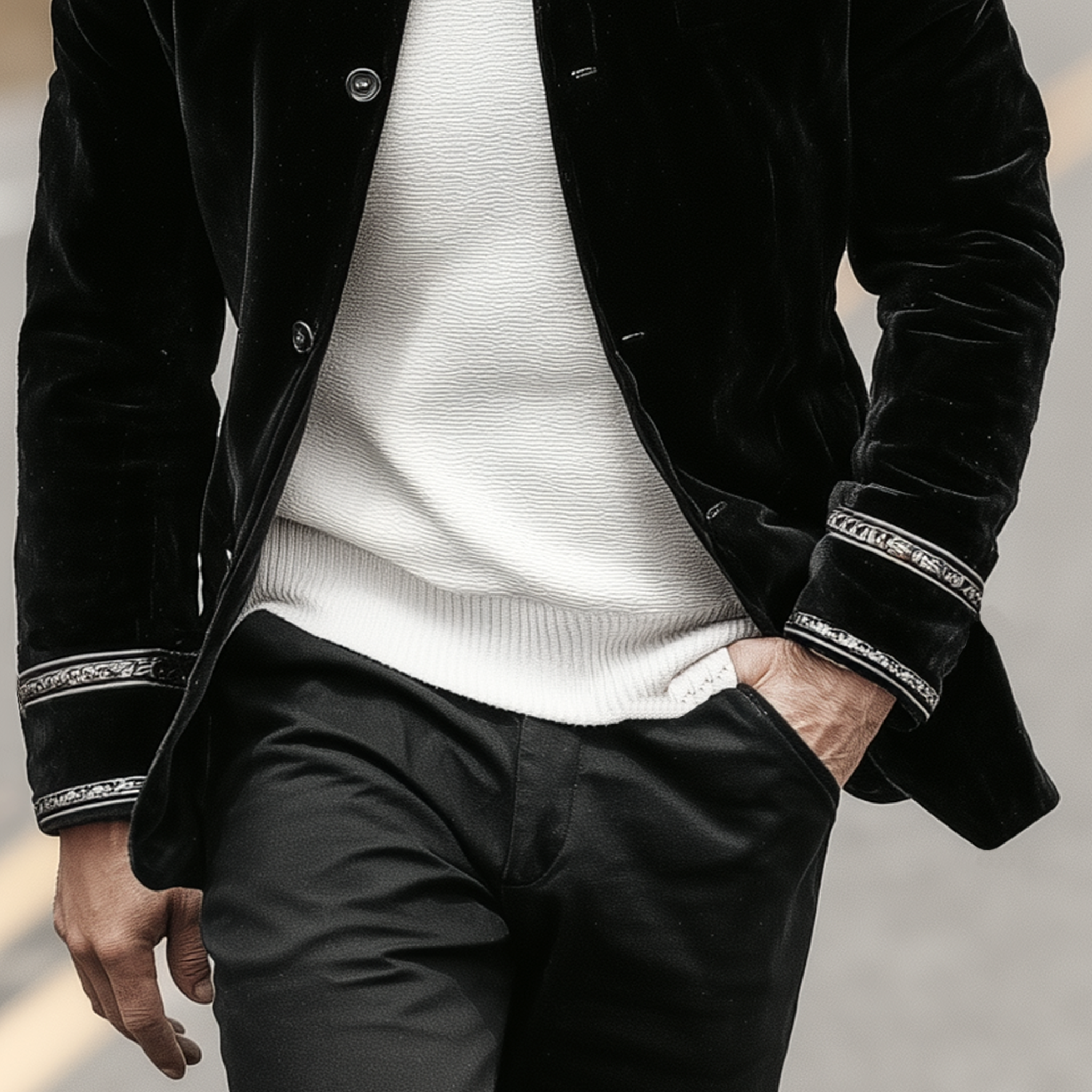 Men's Classic Retro Stand-up Collar Embroidered Velvet Jacket MTA1662I5K