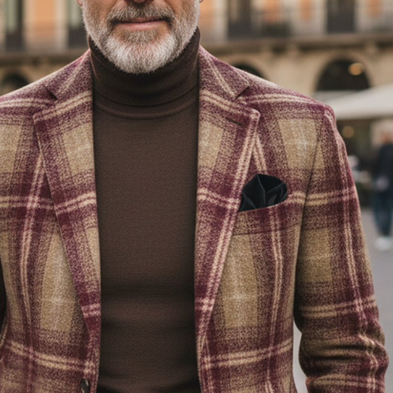 Men's Classic Plaid-patterned Double-breasted Blazer MTA1852I1U
