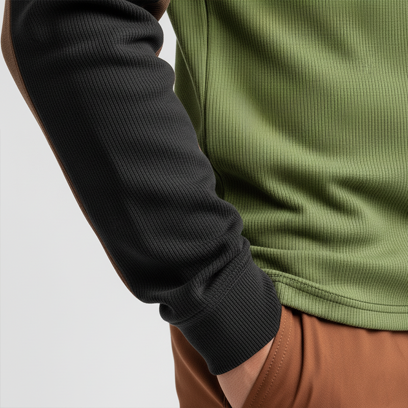 Men's Simple Retro Knitted Ribbed Patchwork Half-zip Sweatshirt MTA2786J0P