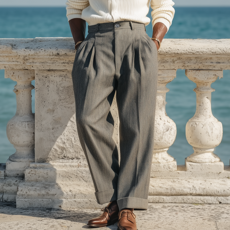 Men's Classic Grey Straight-Leg Casual Pants MTA1036J7U