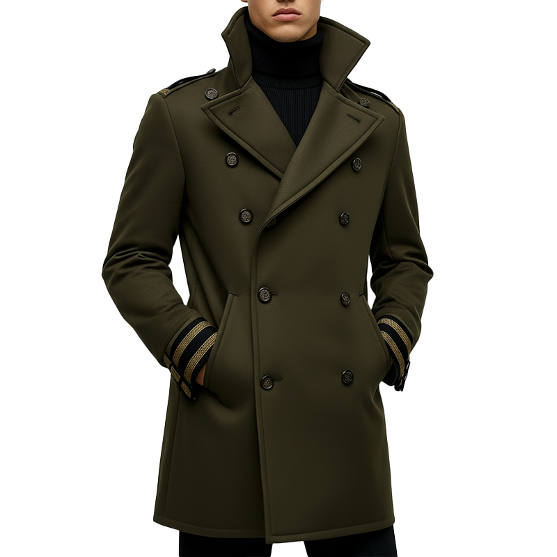 Men's Winter Fashion Double-Breasted Faux Wool Mid-Length Coat MTA1792K4P