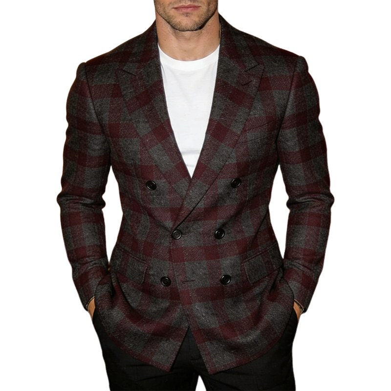 Men's Retro Casual Plaid Print Blazer MTA1677L9TO