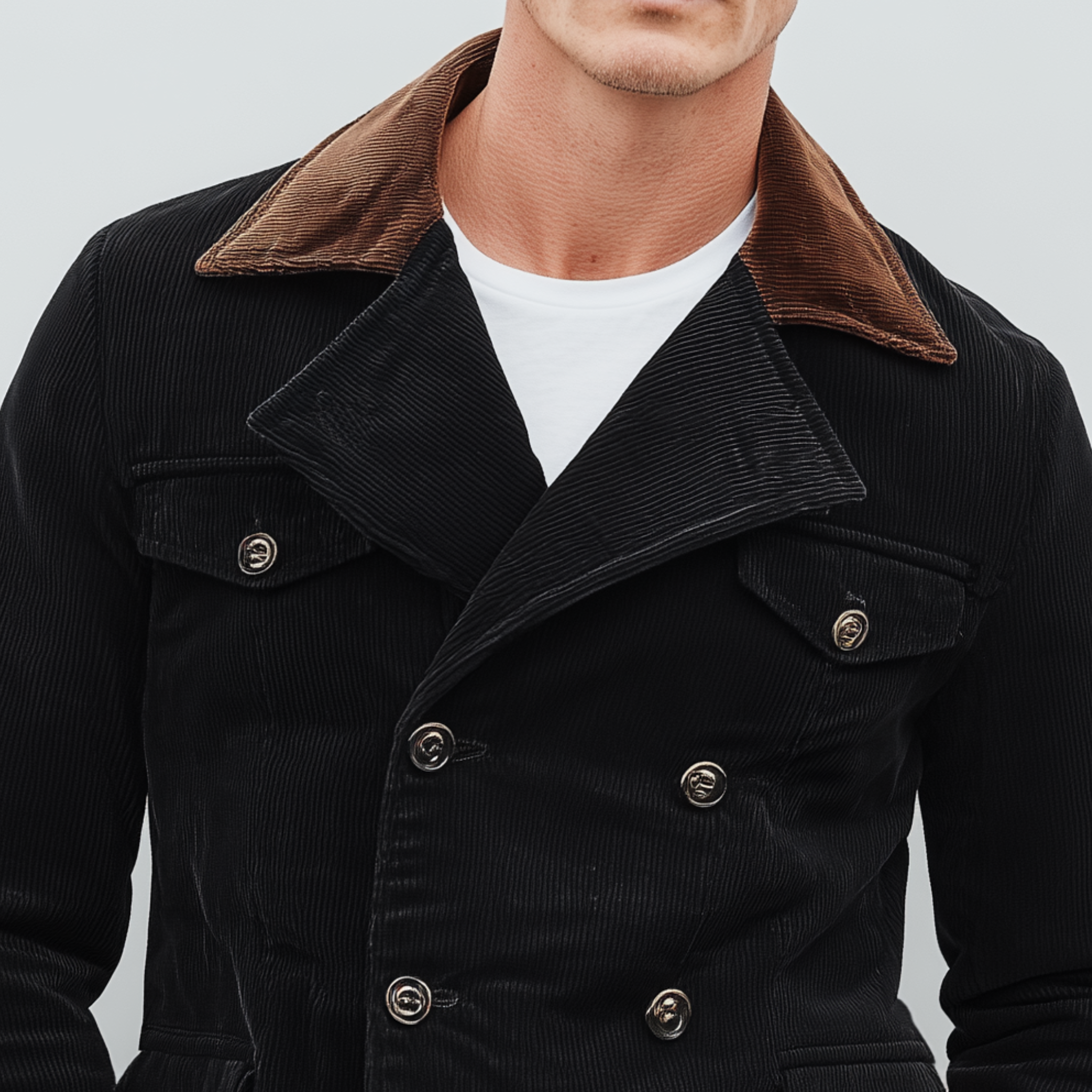 Men's Classic Casual Lapel Double-Breasted Corduroy Jacket MTA1090I8K