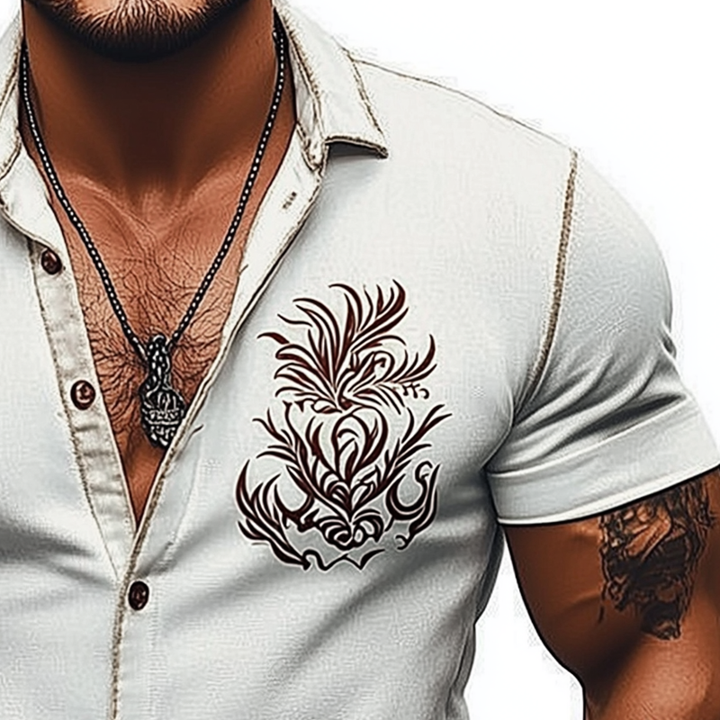 Men's Printed Short-Sleeved Shirt Casual Short-Sleeved Shirt MTA0988F5X