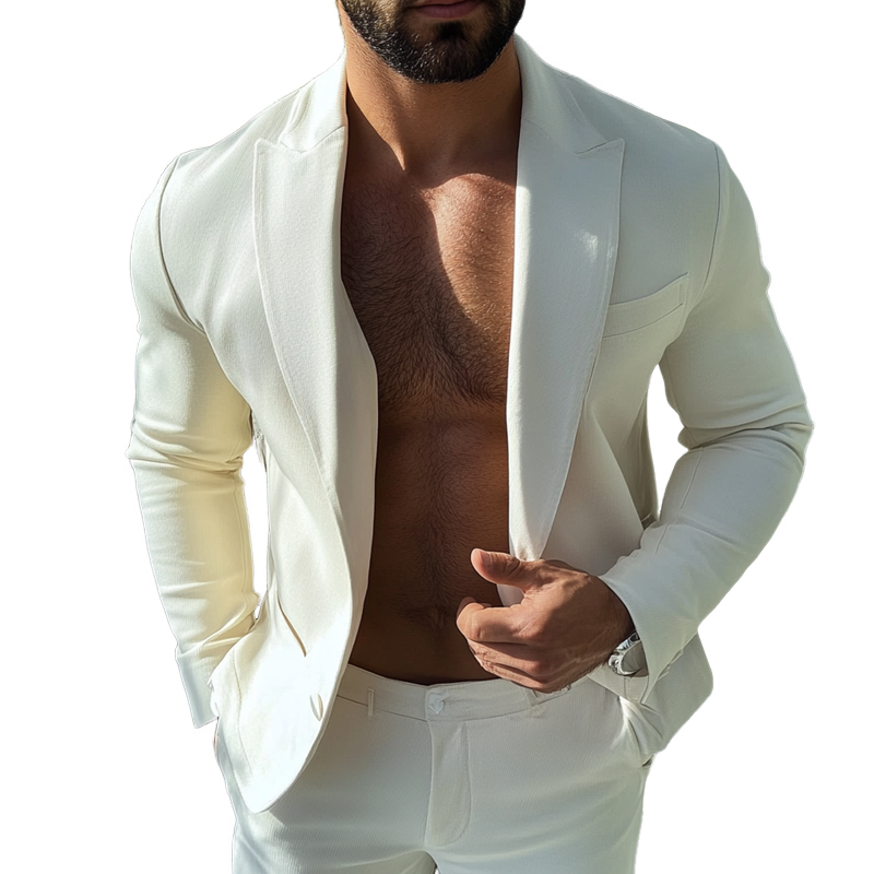 Men's Solid Color Casual Cotton Blazer MTA3169G0X