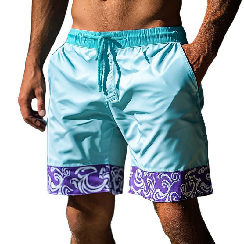 Men's Retro Colorblock Printed Casual Shorts 05028930TO