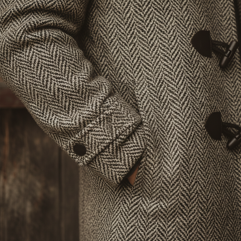 Men's Winter Fashionable Herringbone Faux Wool Horn Button Coat MTA1037J3P