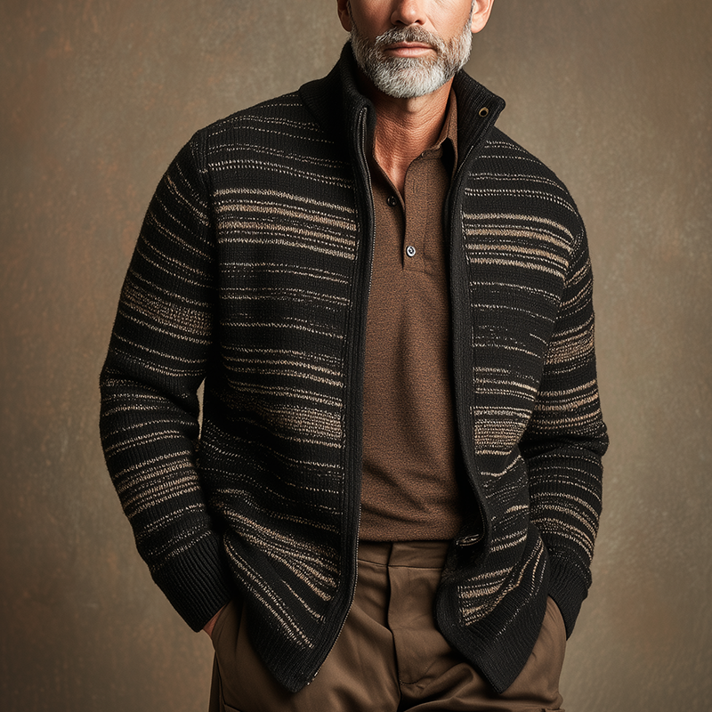 Men's Winter Fashion Pinstripe Knitted Cardigan MTA0100I8P