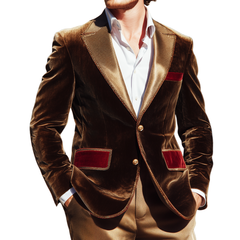 Men's Vintage velvet Two-Button Blazer MTA0587I8U