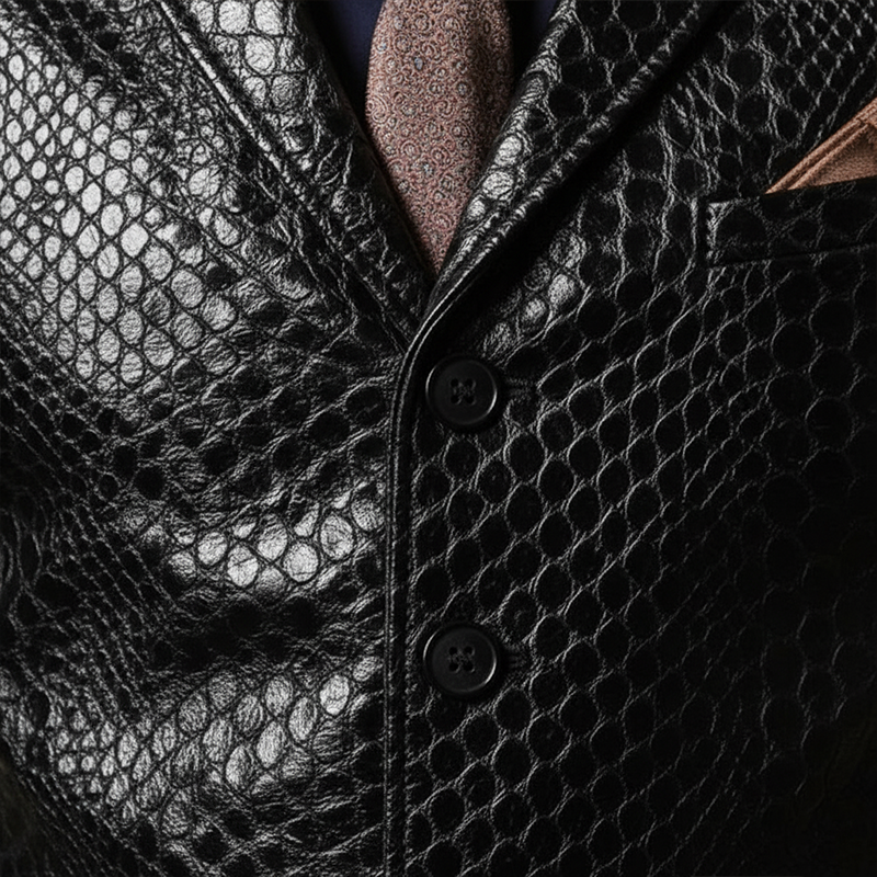 Men's Vintage Snake-Print PU Leather Vest MTA2942I2P