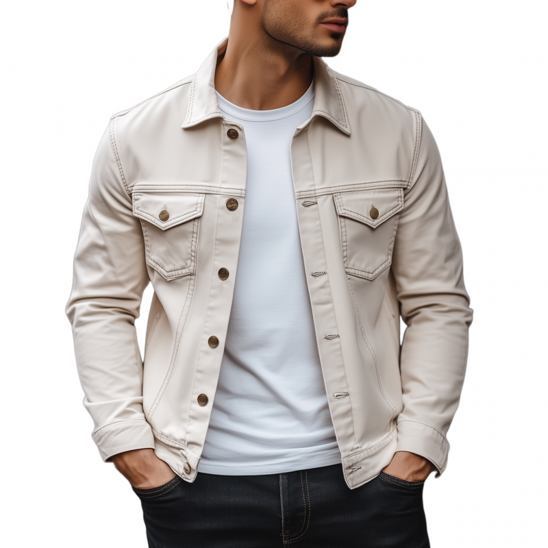 Men's Casual Solid Color Breathable Cotton Lapel Single Breasted Slim Fit Jacket MTA0688H4M