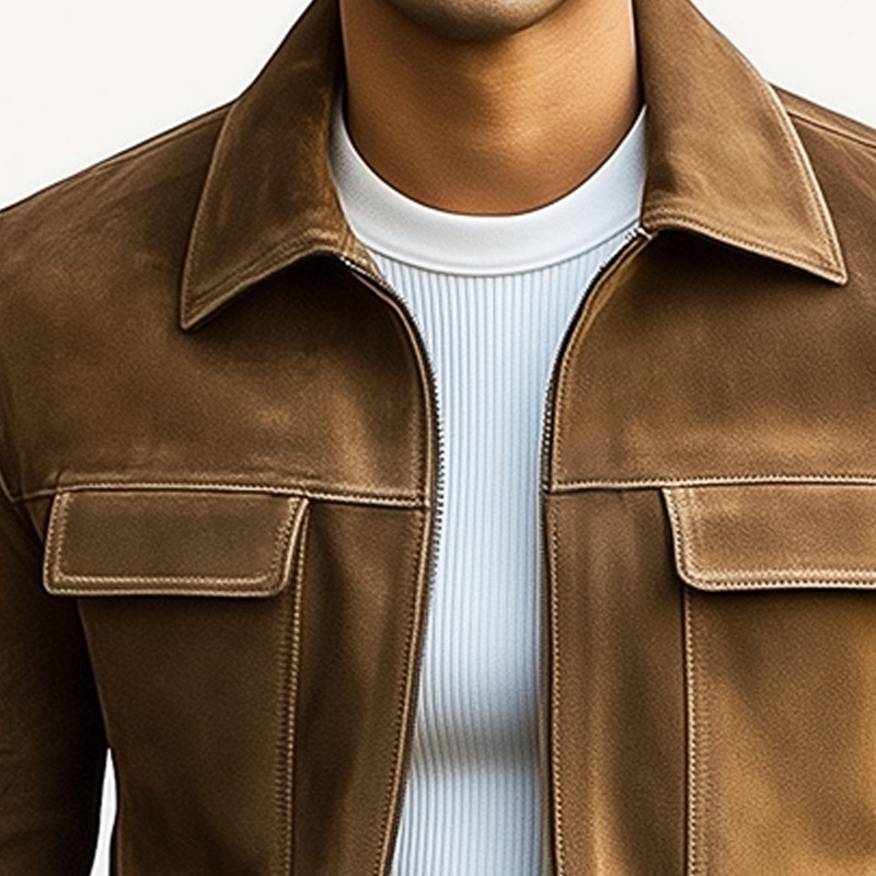 Men's Classic Suede Zipper Lapel Jacket MTA0145I9U