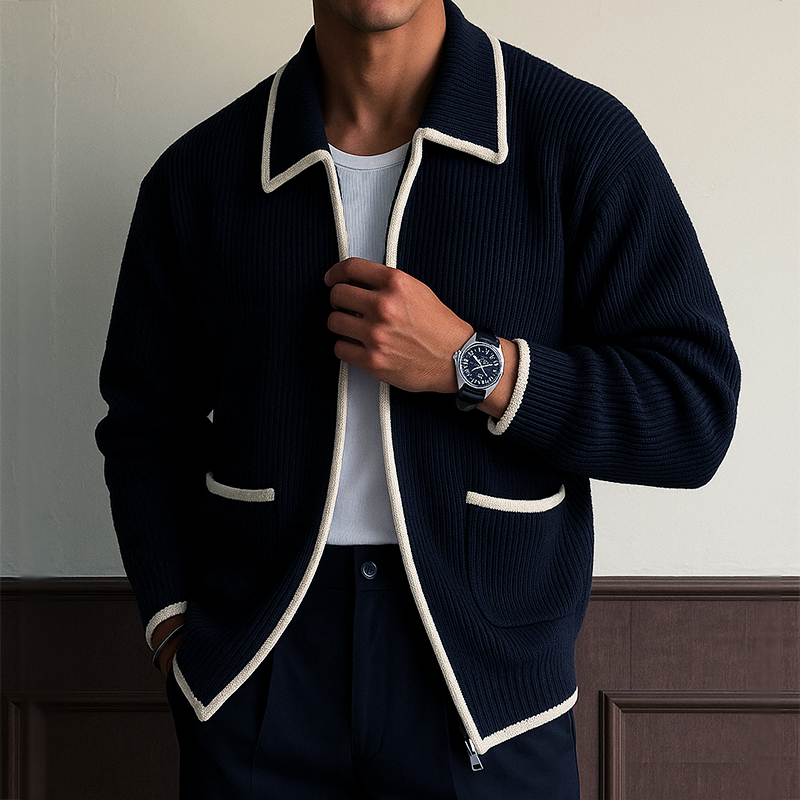 Men's Retro Casual Cable Knit Zipper Sweater Cardigan MTA0964I4TO