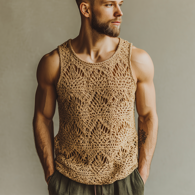 Men's Summer Fashion Cool Silk Knitted Tank Top MTA2082F3P