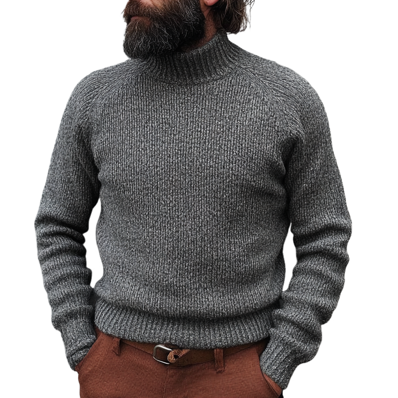 Men's Solid Color Knitted Turtleneck Sweater MTA0163L2X